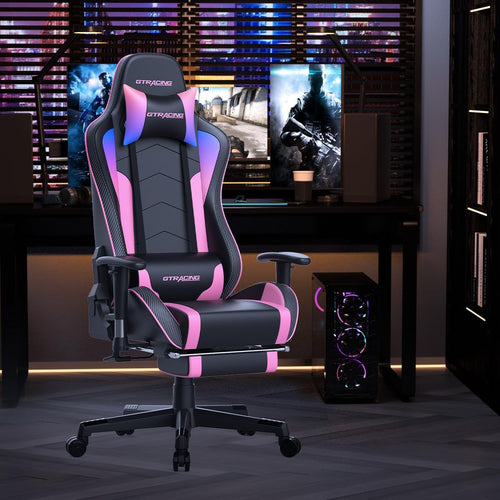 Gaming Chair with Footrest Speakers Video Game Chair Bluetooth Music