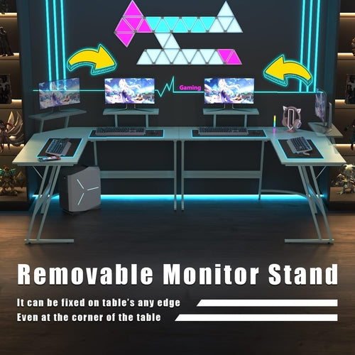 L Shaped Gaming Desk Computer Corner Desk PC Gaming Desk Table with