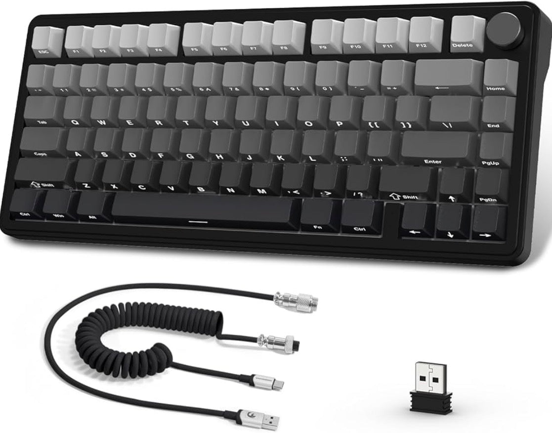 A.JAZZ x Attack Shark X85 Mechanical Keyboard Board, 75% Wireless Gaming Keyboard with Knob, 5 Layer Padding, PBT Side-Printed Keycap,BT/2,4G/USB-C,Linear Switch,Hot-Swap,RGB,for PC Gaming