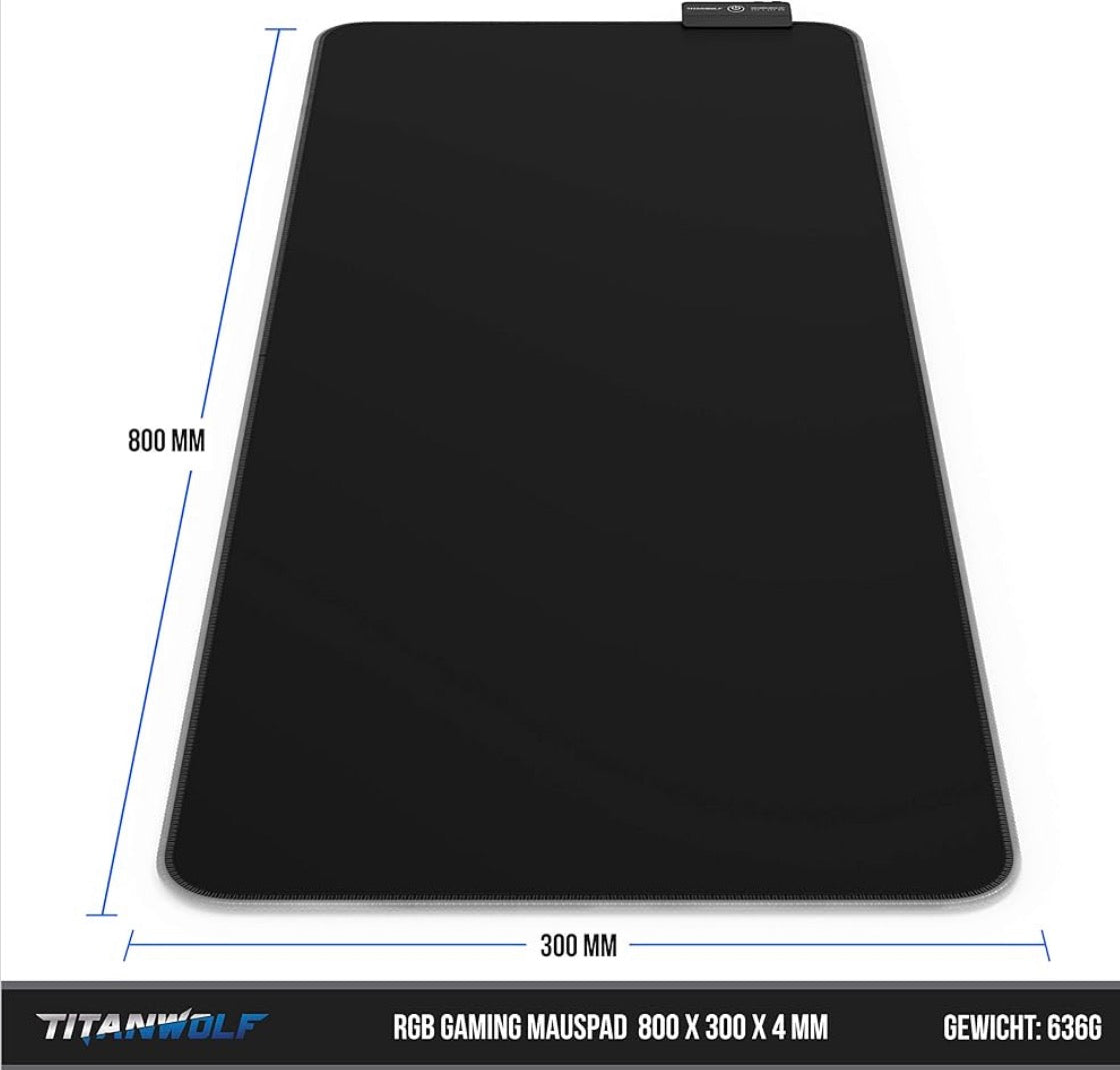 CSL Titanium RGB Gaming Mouse Pad – XXL LED Desk Mat (800×300 mm)