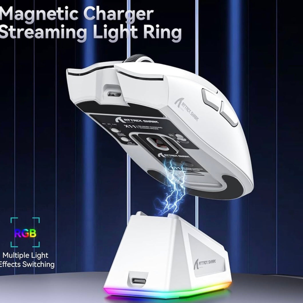 ATTACK SHARK X8SE Mouse for Large Hand And ATTACK SHARK X11 Gaming Mouse with Magnetic Charging Dock Bundle