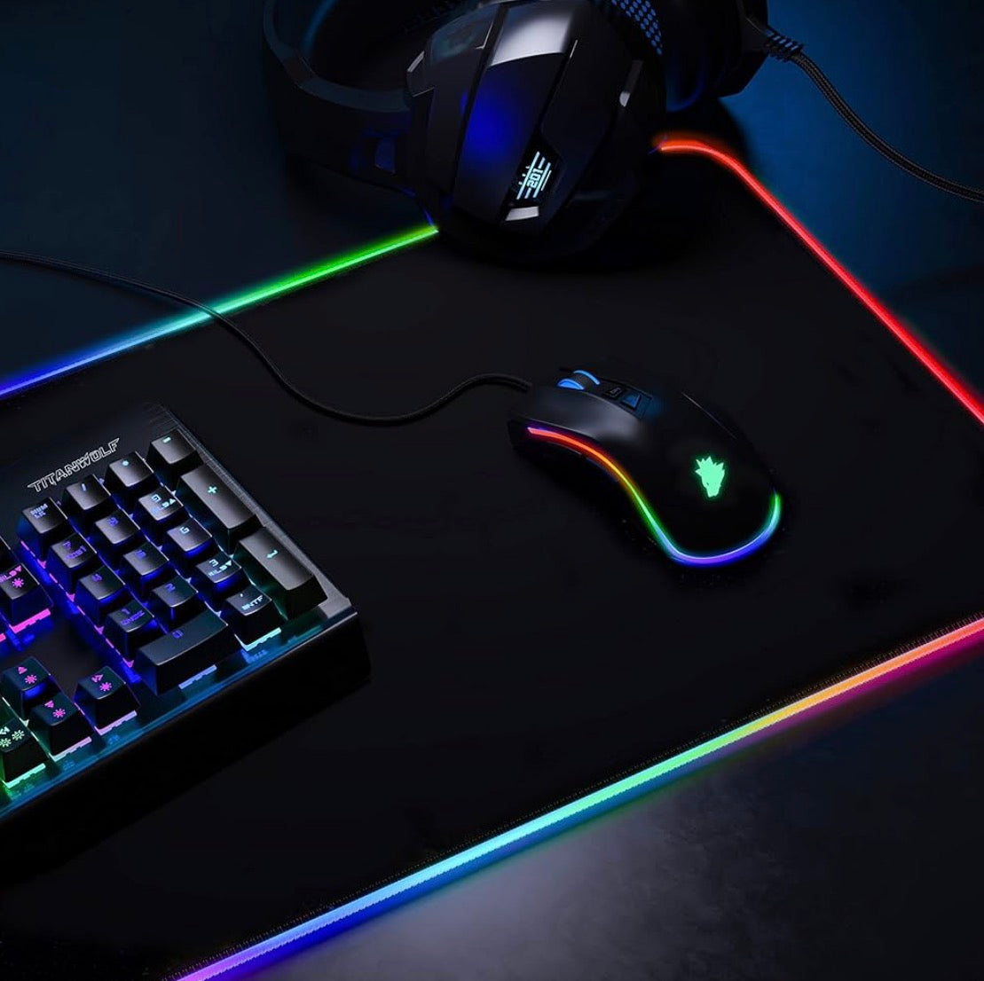 CSL Titanium RGB Gaming Mouse Pad – XXL LED Desk Mat (800×300 mm)