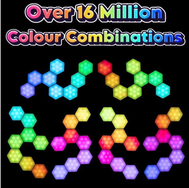 Bluecaps Hexagon LED Panels - Hex RGB Smart Wall Sensory Lights with App and Remote Control, 8 Pack of Light Panel Night Lights for Gaming Room