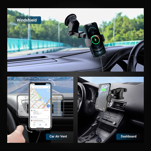 15W Wireless Car Charger, Super Suction & Stability Auto Clamping