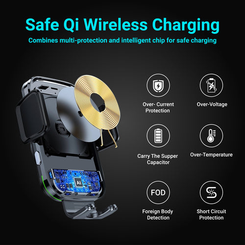 15W Wireless Car Charger, Super Suction & Stability Auto Clamping