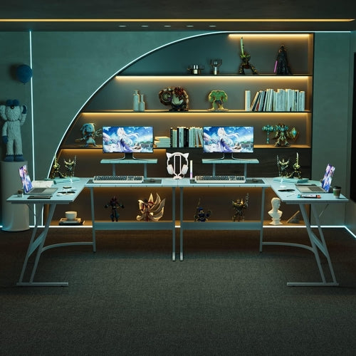 L Shaped Gaming Desk Computer Corner Desk PC Gaming Desk Table with